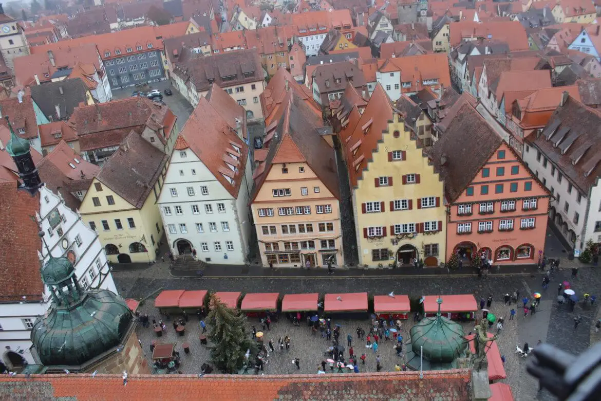 City hall square in Rothenburg ob der Tauber and Christmas market