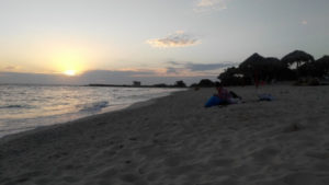 Watching the sunset at Playa de los Cocos, Cuba
