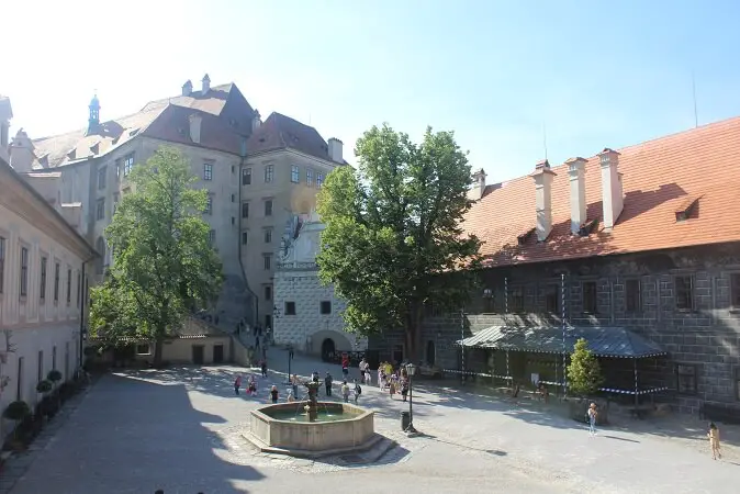 Castle courtyard Cesky Krumlov day trips from Prague