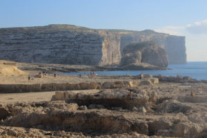 The area where the famous Azure Window stood, visited for diving and the inland sea