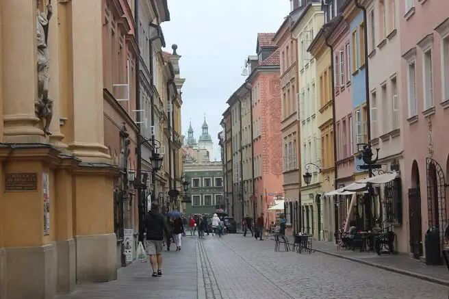 Reconstructed street in the center of Warsaw, Poland