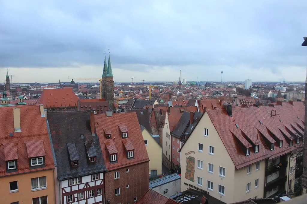 View of the city from Nuremberg castle, Germany