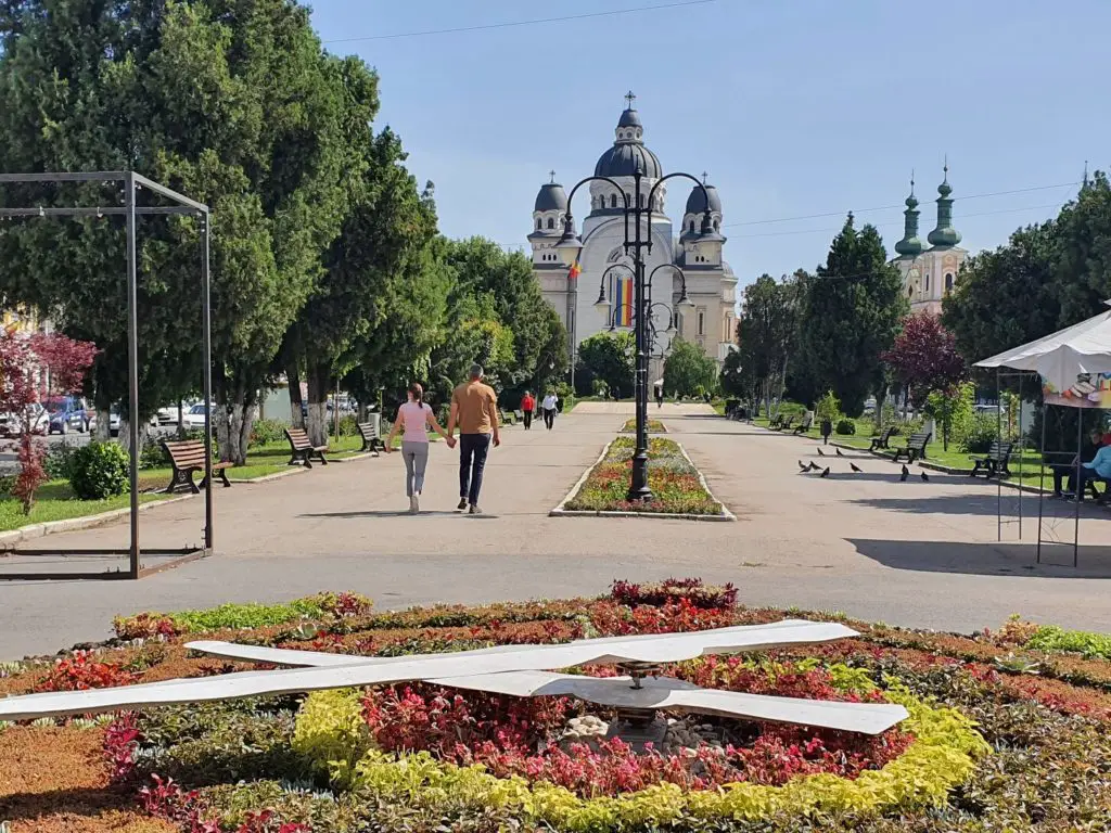 The rose sqaure and the orthodox cathedral in Targu Mures
