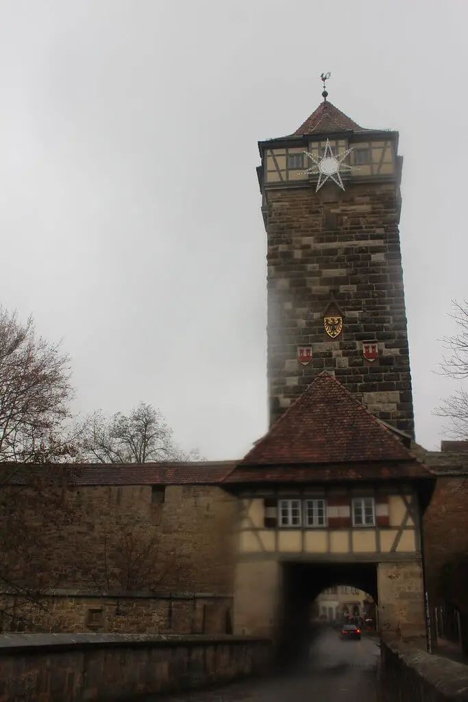 Tower in the city walls in Rothenburg ob der Tauber
