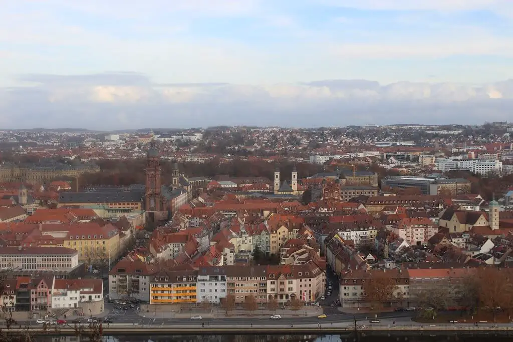 View over Wurzburg from Marienberg fortress