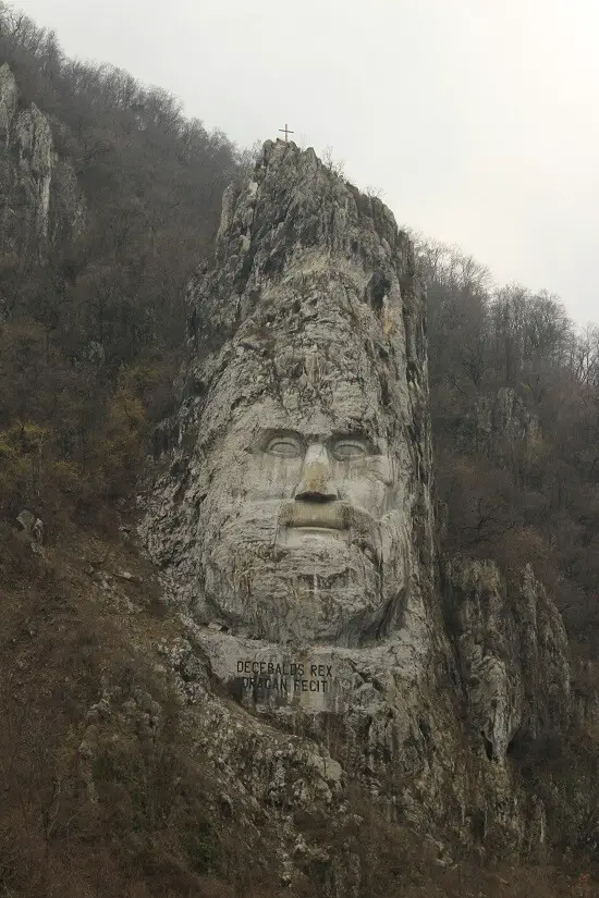 Decebalus Head Statue in Mraconia Bay, Danube Boilers