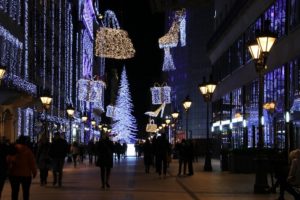 Fashion Street in Budapest decorated for Christmas