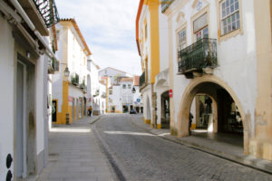 Side street with whitewashed houses