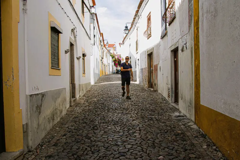 Side street with whitewashed houses