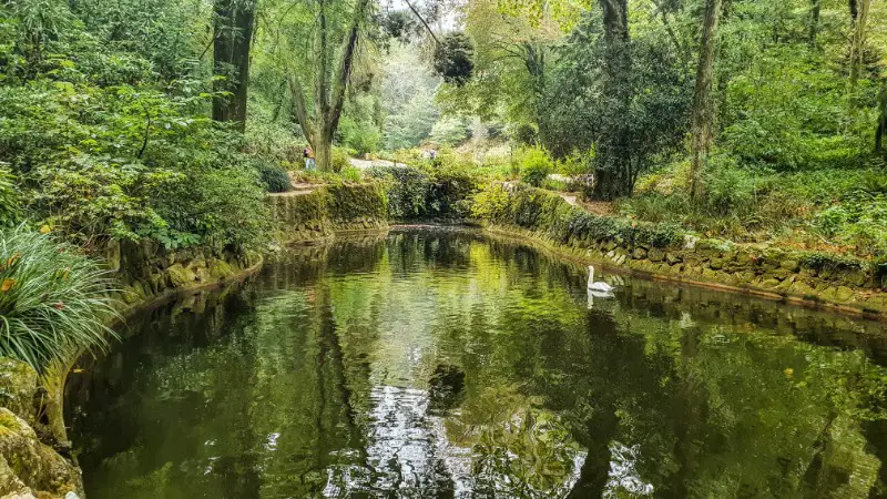 The Lakes area in the gardens in Pena Palace - day trip from Lisbon